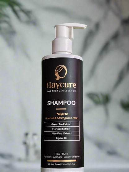 Haycure shampoo bottle on a white background